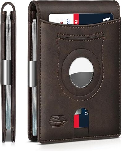 Zitahli Men's Wallets Airtag Holder Slim Rfid Leather with Gift Box in Kuwait