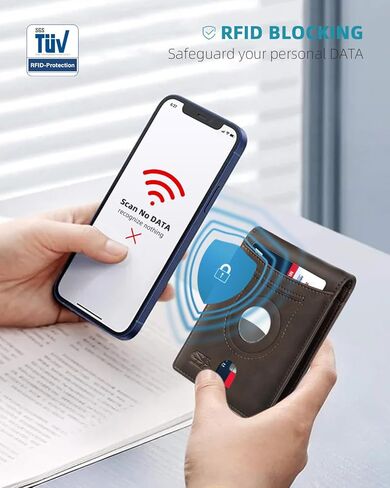 Zitahli Men's Wallets Airtag Holder Slim Rfid Leather with Gift Box in Kuwait