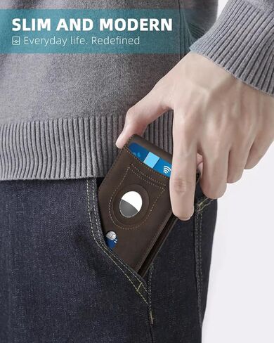 Zitahli Men's Wallets Airtag Holder Slim Rfid Leather with Gift Box in Kuwait