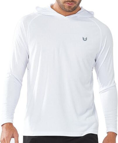 NORTHYARD Men's UPF 50+ Sun Protection Shirts Hoodie UV Rash Guard Long Sleeve Shirt for Lightweight Hiking Swim Fishing White L in Saudi Arabia