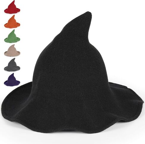 قبعات Sunboom Halloween للبالغين للساحرات للنساء - قبعة سوداء لزي الساحرات للبالغين، إكسسوارات من الصوف لحفلات الهالوين in Saudi Arabia