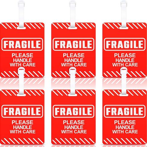 Barydat 6 Pcs Fragile Luggage Tags for Suitcases 5 x 4 Inches Bright Travel Bag Tag Glitter Luggage Tag for Women Men Luggage Suitcase Travel Bag in Kuwait