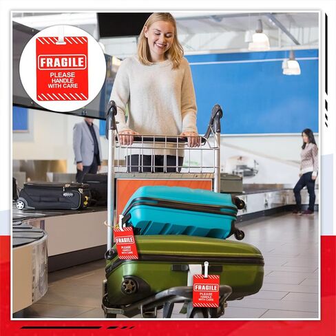 Barydat 6 Pcs Fragile Luggage Tags for Suitcases 5 x 4 Inches Bright Travel Bag Tag Glitter Luggage Tag for Women Men Luggage Suitcase Travel Bag in Kuwait