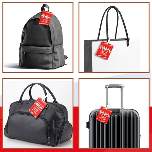 Barydat 6 Pcs Fragile Luggage Tags for Suitcases 5 x 4 Inches Bright Travel Bag Tag Glitter Luggage Tag for Women Men Luggage Suitcase Travel Bag in Kuwait