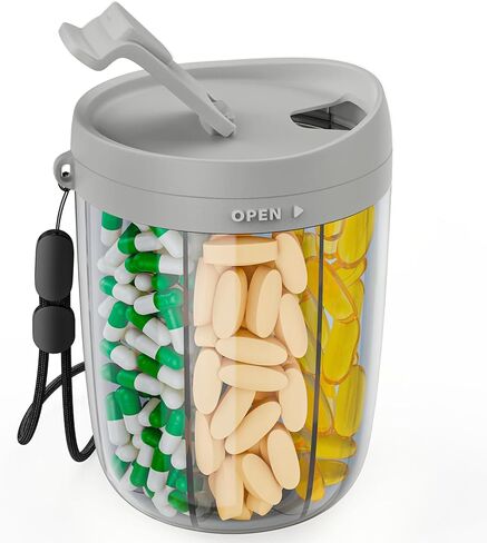 PULIV Large Supplement Organizer Bottle, Holds Plenty of Vitamins in 1 Monthly Pill Organizer Dispenser with Anti-Mixing & Wide Openings Design, Easy to Retrieve Meds, Includes 20 Pcs Labels, Purple in Kuwait