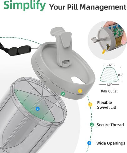 PULIV Large Supplement Organizer Bottle, Holds Plenty of Vitamins in 1 Monthly Pill Organizer Dispenser with Anti-Mixing & Wide Openings Design, Easy to Retrieve Meds, Includes 20 Pcs Labels, Purple in Kuwait