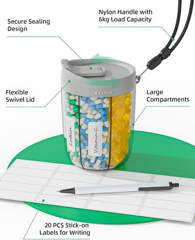 PULIV Large Supplement Organizer Bottle, Holds Plenty of Vitamins in 1 Monthly Pill Organizer Dispenser with Anti-Mixing & Wide Openings Design, Easy to Retrieve Meds, Includes 20 Pcs Labels, Purple in Kuwait
