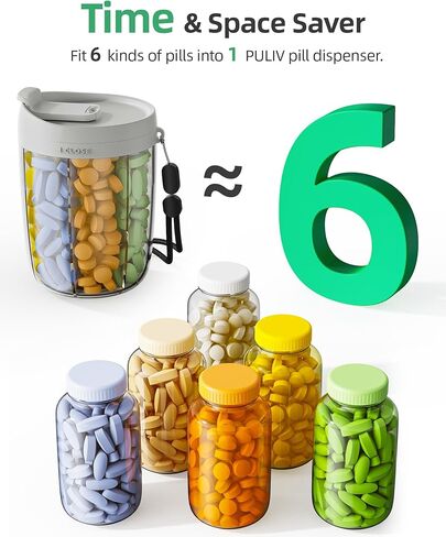 PULIV Large Supplement Organizer Bottle, Holds Plenty of Vitamins in 1 Monthly Pill Organizer Dispenser with Anti-Mixing & Wide Openings Design, Easy to Retrieve Meds, Includes 20 Pcs Labels, Purple in Kuwait