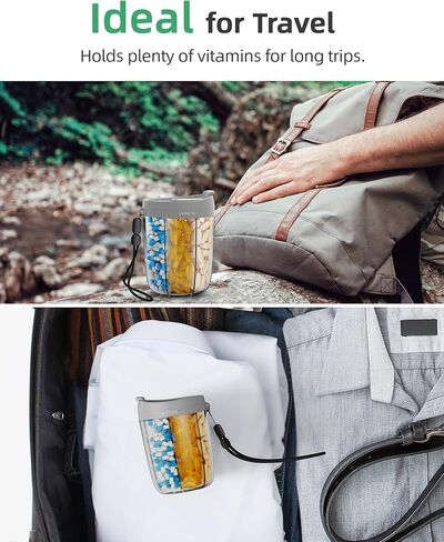 PULIV Large Supplement Organizer Bottle, Holds Plenty of Vitamins in 1 Monthly Pill Organizer Dispenser with Anti-Mixing & Wide Openings Design, Easy to Retrieve Meds, Includes 20 Pcs Labels, Purple in Kuwait