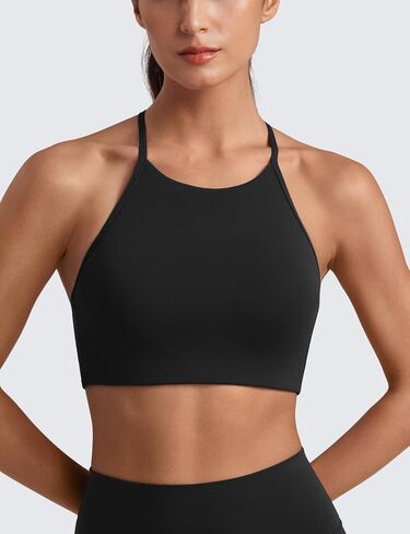 حمالة صدر رياضية للسيدات من CRZ YOGA Butterluxe برقبة عالية وظهر على شكل حرف Y - حمالة صدر مبطنة بظهر راسيرباك وحزام رفيع للتمرين واليوجا in Kuwait