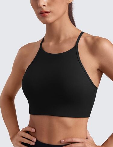حمالة صدر رياضية للسيدات من CRZ YOGA Butterluxe برقبة عالية وظهر على شكل حرف Y - حمالة صدر مبطنة بظهر راسيرباك وحزام رفيع للتمرين واليوجا in Kuwait