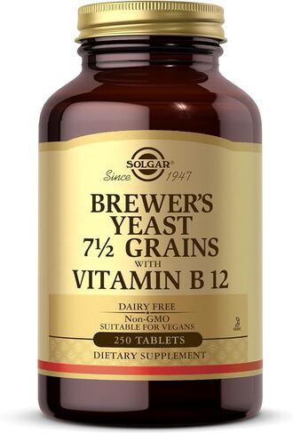 Solgar Brewer's Yeast 7 ½ Grains with Vitamin B12 - 250 Tablets, Pack of 2 - Non-GMO, Vegan, Dairy Free, Kosher - 82 Total Servings in Saudi Arabia