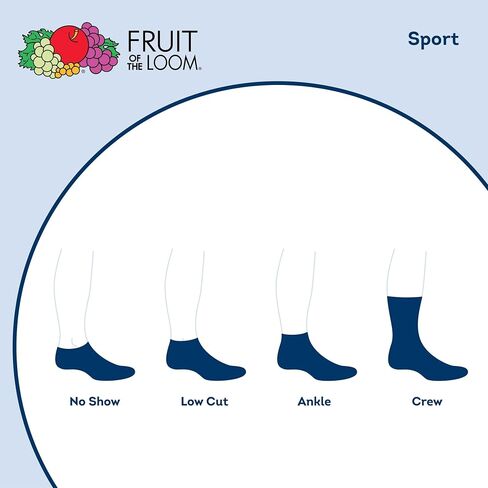 جوارب FRUIT OF THE LOOM للكاحل النشطة للاستخدام اليومي للأولاد (12 قطعة)، أسود، متوسط in Saudi Arabia
