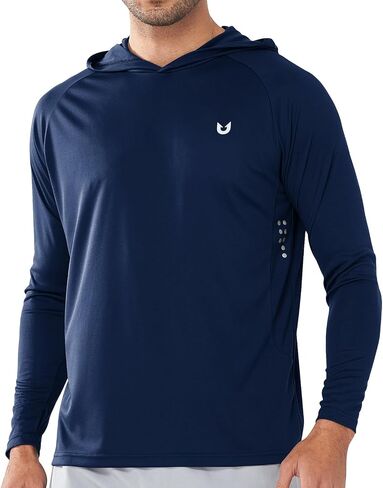NORTHYARD Men's UPF 50+ Shirts UV Rash Guard Long Sleeve Sun Protection Swim Hoodie Shirt Lightweight for Hiking Running Navy L in Saudi Arabia