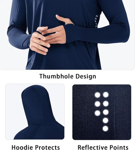 NORTHYARD Men's UPF 50+ Shirts UV Rash Guard Long Sleeve Sun Protection Swim Hoodie Shirt Lightweight for Hiking Running Navy L in Saudi Arabia