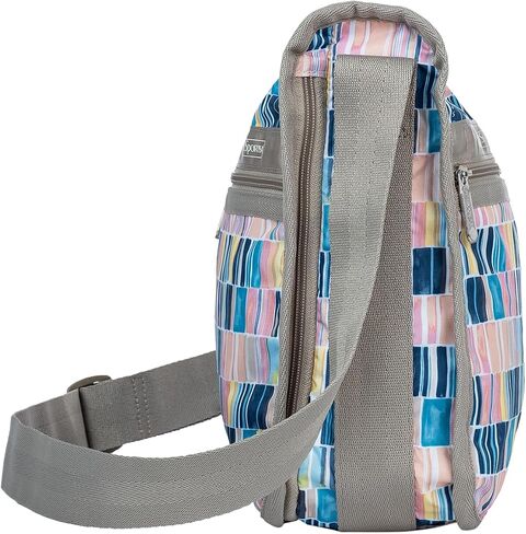 LeSportsac Painted Tiles Deluxe Everyday Crossbody Bag + Cosmetic Bag, Style 7507/Color F978, Illuminating Kaleidoscope of Multi-Tonal Rectangular Shaped Tiles, Shades of Navy, Turquoise, Pink & More in Saudi Arabia