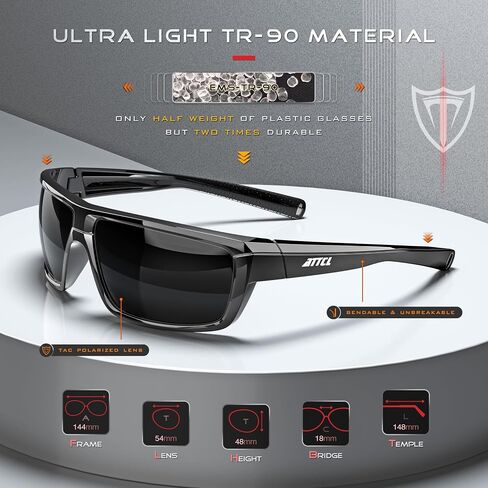 ATTCL Polarized Wrap Sunglasses For Men - Fishing Sports Glasses UV Protection in Saudi Arabia