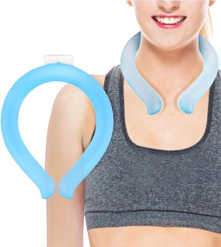 Comfpet Neck Cooling Tube, Wearable Neck Cooler for Hot Summer, Hands Free Cooling Neck Wrap for Outdoor Workers, Sports, Relief Hot Flashes, Freeze Below 64°F(Blue) in Kuwait