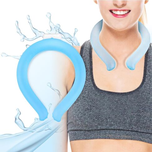 Comfpet Neck Cooling Tube, Wearable Neck Cooler for Hot Summer, Hands Free Cooling Neck Wrap for Outdoor Workers, Sports, Relief Hot Flashes, Freeze Below 64°F(Blue) in Kuwait