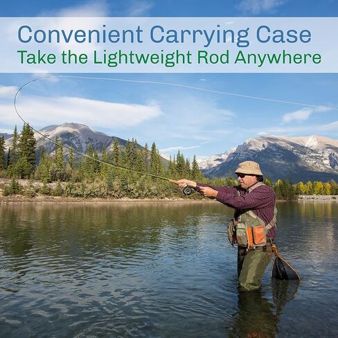 3-Piece Fly Fishing Rod and Reel Combo Starter Kit - 97-Inch Collapsible Fiberglass and Cork Fishing Pole with Case and Accessories by Wakeman (Black) in Kuwait