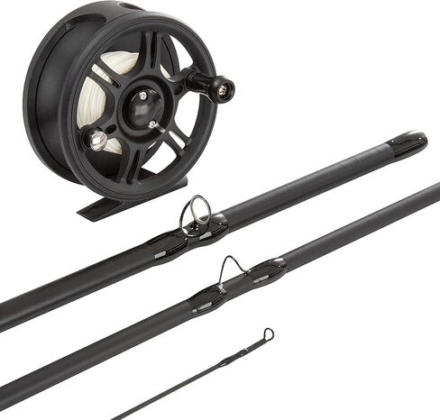 3-Piece Fly Fishing Rod and Reel Combo Starter Kit - 97-Inch Collapsible Fiberglass and Cork Fishing Pole with Case and Accessories by Wakeman (Black) in Kuwait