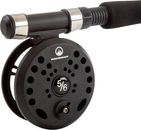 3-Piece Fly Fishing Rod and Reel Combo Starter Kit - 97-Inch Collapsible Fiberglass and Cork Fishing Pole with Case and Accessories by Wakeman (Black) in Kuwait