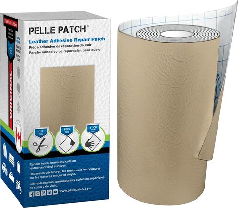 Pelle Patch - Leather Tear Repair - 25 Colors Available - Original 5x8 - Beige in Kuwait