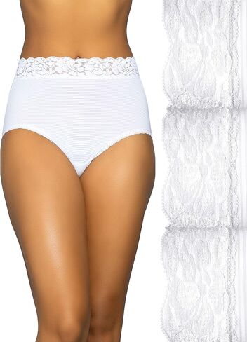 Vanity Fair Women's Flattering Lace Panties: Lightweight & Silky with Superior Stretch, 3 Pack-Quartz/White/Neutral, 7 in Saudi Arabia