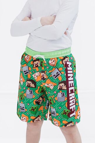 Minecraft UPF 50+ Swim Trunks Bathing Suit Toddler to Big Kid Sizes (4T - 18-20) in Kuwait