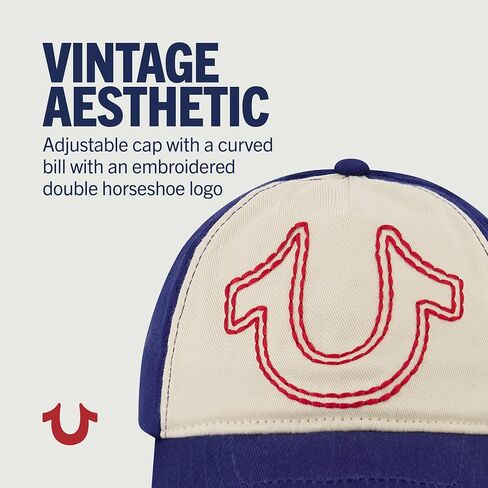 True Religion Kids Baseball Hat with Large Horseshoe Logo, Black, One Size in Kuwait