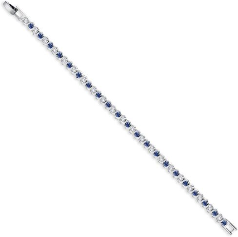 Gem Stone King Radiant Simulated Blue Sapphire and White Cubic Zirconia Tennis Bracelet For Women - The Perfect Luxury Gift for Her on Weddings and Special Occasions, 4.50 Cttw, 7 Inch Length in Saudi Arabia
