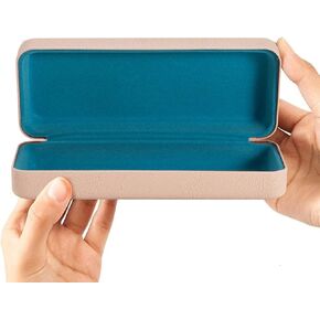TRIUMPH VISION Large Sunglasses Case Eyeglasses Case - Hard Shell Glasses Case Lined Black Golden Silver PU Leather