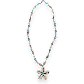 قلادة من الخرز مع خرز زجاجي فيروزي أزرق اللون من Cowrie Shells Flower on Tiger Nassa & Puka Clam in Kuwait
