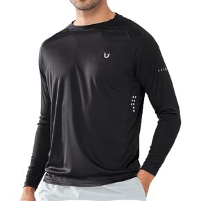 NORTHYARD Men's UPF 50+ Shirts UV Rash Guard Long Sleeve Sun Protection Swim Hoodie Shirt Lightweight for Hiking Running Black 2XL in Kuwait