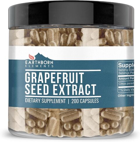 Earthborn Elements Grapefruit Seed Extract 200 Capsules, Pure & Undiluted, No Additives in Saudi Arabia