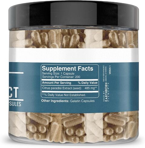 Earthborn Elements Grapefruit Seed Extract 200 Capsules, Pure & Undiluted, No Additives in Saudi Arabia
