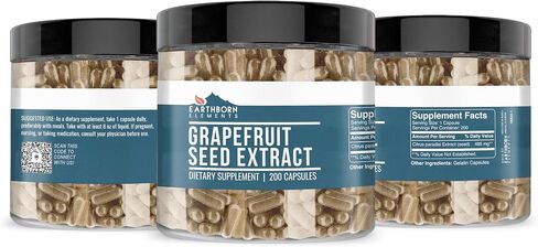 Earthborn Elements Grapefruit Seed Extract 200 Capsules, Pure & Undiluted, No Additives in Saudi Arabia