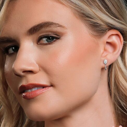 Gem Stone King 925 Sterling Silver White Simulated Opal Clip-On Earrings For Women (1.26 Cttw, Oval Cabochon 7X5MM) in Saudi Arabia