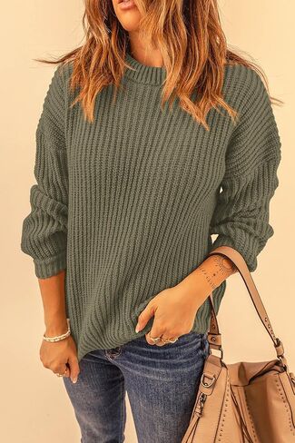 سترة عصرية للنساء من PRETTYGARDEN بأكمام طويلة ملابس شتوية مضلعة غير رسمية بلوفر وسترات وبلوزة in Kuwait