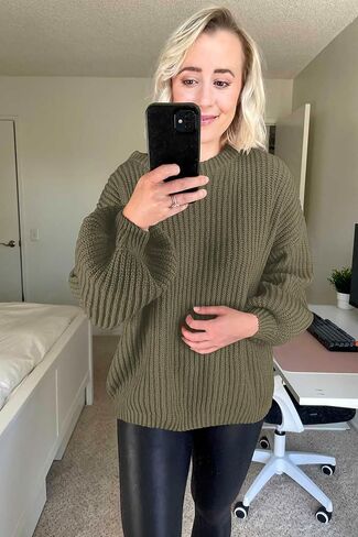 سترة عصرية للنساء من PRETTYGARDEN بأكمام طويلة ملابس شتوية مضلعة غير رسمية بلوفر وسترات وبلوزة in Kuwait