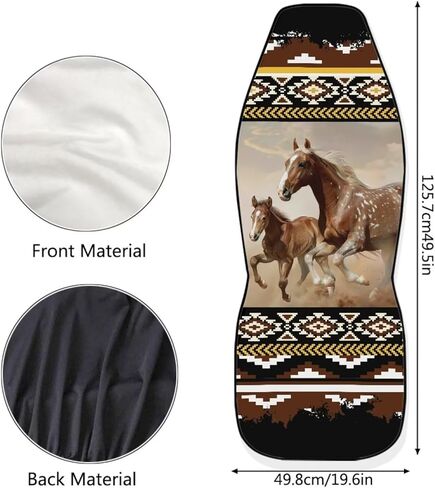 Black Brown Horse Print Car Seat Covers Full Set, 2 PCS Auto Front Seat Covers Universal Truck Seat Protector Automobile Interior Decorate Accessories for Women Men, White in Kuwait