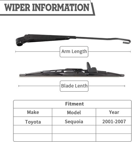 (Set of 2) HDOEE Replacement For Toyota Sequoia 2001-2007,Rear Wiper Blade Kit Set,Rear Wiper Accessories Parts,Wiper Blade for Back Windshield Window,OE:85242-34011 in Kuwait