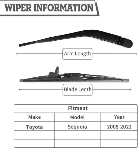 (Set of 2) HDOEE Replacement For Toyota Sequoia 2001-2007,Rear Wiper Blade Kit Set,Rear Wiper Accessories Parts,Wiper Blade for Back Windshield Window,OE:85242-34011 in Kuwait