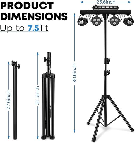 Telbum DJ Lights LED Party Bar مع حامل، DMX وأضواء DJ المنشط بالصوت للحفلات، حزمة إضاءة DJ للتحكم عن بعد، نظام إضاءة المسرح المحمول للحفلات، الفرقة، الزفاف، العروض in Kuwait