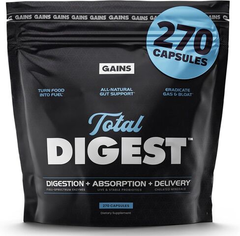 Gains in Bulk, Athlete Digestive Formula, Digestive Enzymes and Probiotics (90 Count) 8 Strains of live probiotics, 16 different plant enzymes. Patented Stabilized Probiotics in Kuwait