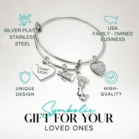 Infinity Collection Cheer Mom Jewelry- Cheer Mom Bracelet - Adjustable Cheer Mom Charm Bracelet- Perfect Cheerleading Mom Gift in Kuwait