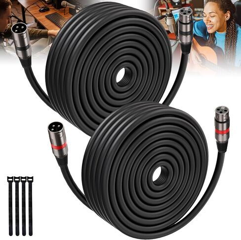 XLR Cables 6FT/1.8M 2 Packs,Bietrun Premium Heavy Duty Balanced Microphone Cable with 3-Pin XLR Male to Female Microphone Cord Connector Compatible with Microphones,Mixer,Speaker Systems,Preamps More in Kuwait