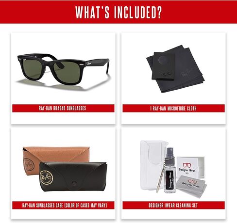 Ray-Ban RB4340 WAYFARER 601 50M Black/Green Sunglasses For Men For Women + BUNDLE with Designer iWear Care Kit in Kuwait