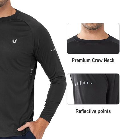 NORTHYARD Men's UPF 50+ Shirts UV Rash Guard Long Sleeve Sun Protection Swim Hoodie Shirt Lightweight for Hiking Running Black 2XL in Saudi Arabia