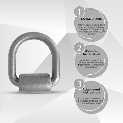 Virtionz حزمة من 10 1/2 بوصة حبل فولاذي سميك ربط أسفل شاحنة مقطورة لحام على حلقة D in Kuwait